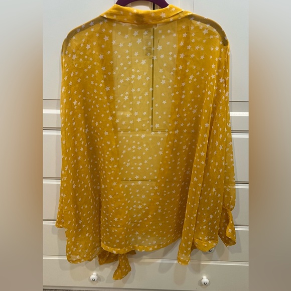 Free people, yellow/gold, long, sleeved, cotton blouse  one size - Picture 2 of 5